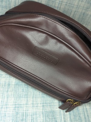 Perry Ellis Portfolio men's travel kit, dopp kit , toiletry bag Brown Faux