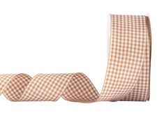 Gingham Ribbon 1-1/2 Inch Plaid Polyester Check Woven 25 Yards Old Gold