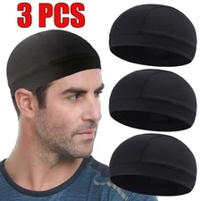 3 PCS Men Helmet Liner Cycling Skull Cap Sunscreen Mesh Cooling Thin Beanie Hat