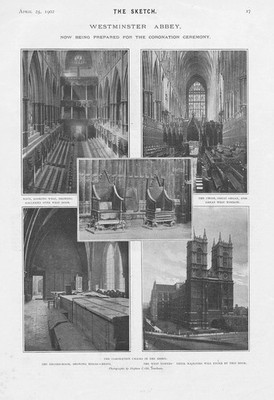 WESTMINSTER ABBEY Being Prepared for the Coronation - Antiker Druck 1902