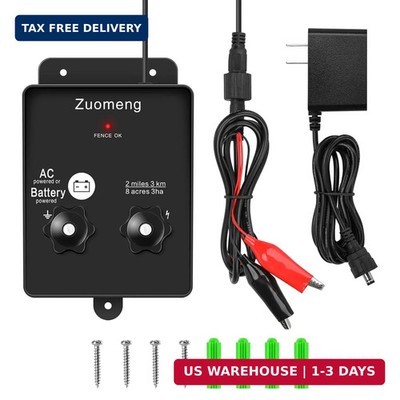 Electric Fence Energizer, Zuomeng 2-Mile 8 Acres Electric Fence Charger Powered 