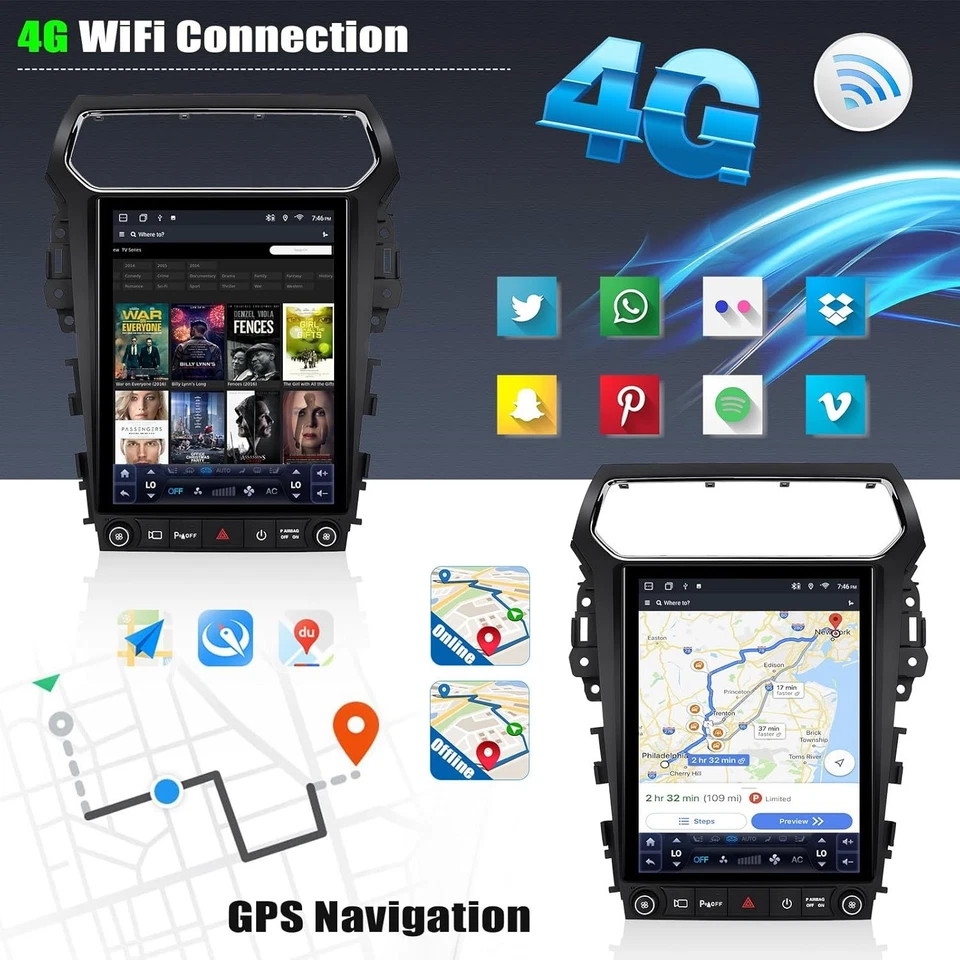64GB Android 13 Car Radio Stereo For Ford Explorer 2011-2019 Carplay GPS Navi - Imagem 4 de 4