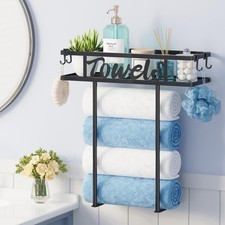 HapiRm Wall Mounted Towel Rack for Bathroom, Towel Storage for Above Toilet