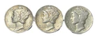 (2) 1940-D & 1941 Mercury Silver Dime Lot of 3 90% Silver US 10C Coins