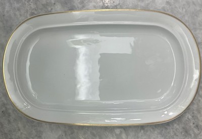 Royal Worcester Porcelain England White & Gold Rectangular Platter 13 1/4 
