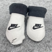 Nike Crib Booties Socks Sz 0/6 Mo Infant Baby Boy Black White