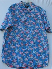 Molokai Surf Co. short sleeve pink flamingo print Hawaiian/Aloha shirt men's XL