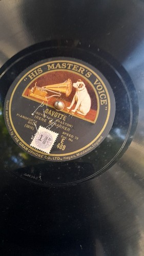 Antiguo gramófono portátil His Master Voice velocidad manivela 78 - Imagen 4 de 22