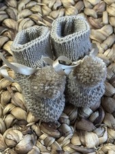 Crochet Baby Booties- Size Newborn/ Beige