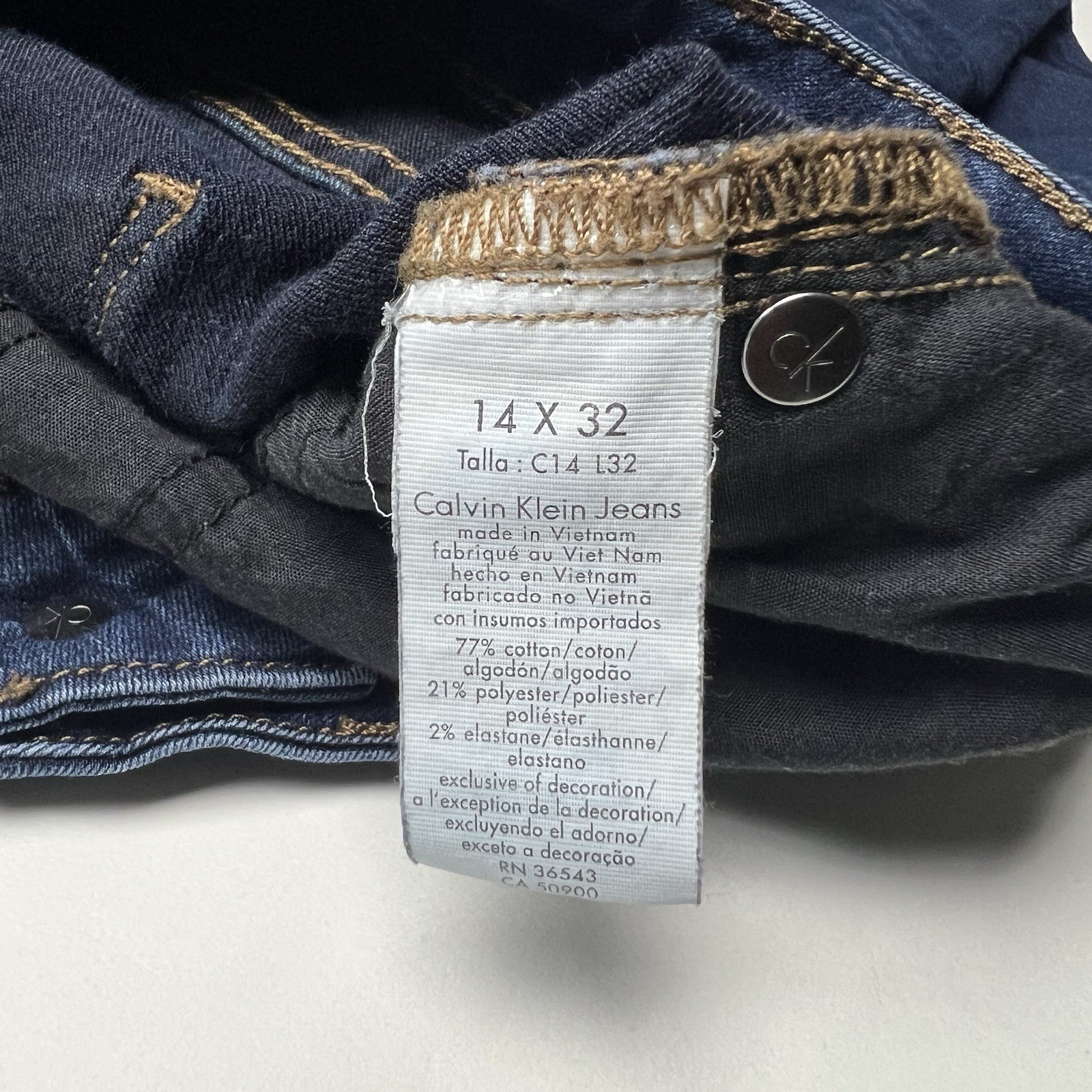 CALVIN KLEIN Jeans Women’s 14 Blue Denim Straight Leg Dark Wash Pants 14x32 thumbnail 8