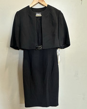 Calvin Klein Dress 4 Womens Black Sheath Sleeveless Sheer bodice Jacket NWT