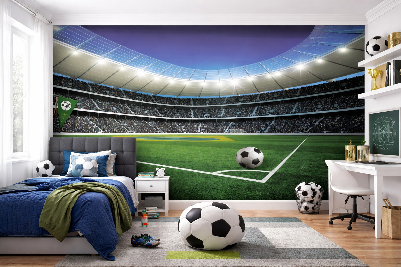 Giant wallpaper mural Soccer wall decor 312x219 cm boy's bedroom decor Stadium