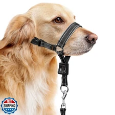 BARKLESS Soft Nylon Dog Head Collar for Large Medium Dog, Reflective Padding 