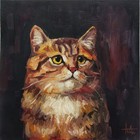 Peinture à l'huile contemporaine Portrait d'un chat tabby rouge 8 x 8 pouces