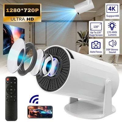 4K Beamer, Full HD 1080P Mini Beamer mit WiFi 6 und Bluetooth Android, tragbar