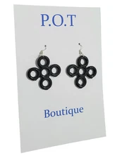Black Floral Abstract Earrings/Jewelry for Girls/Teens/Gifts
