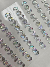 CraftbuddyUS 110pcs, AB CLEAR MOON/FLOWER Self Adh Rhinestone Gems Wedding Craft