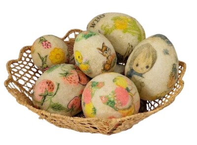 8 Vtg Sugar Coated Easter Eggs