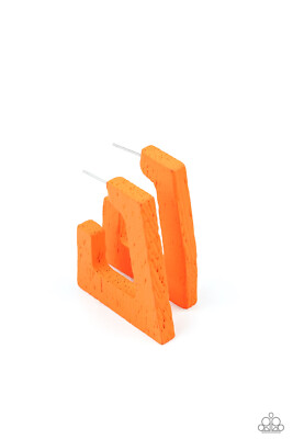The Girl Next Outdoor Orange Wood Wooden Hoop 1'' Paparazzi Earring