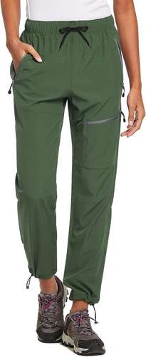 Women'S Hiking Pants Quick Dry Lightweight Water Resistant Elastic Waist Cargo P - Picture 10 of 12