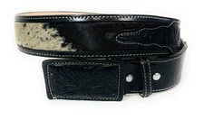 MEN'S BLACK WESTERN LEATHER BELT. SADDLE HORSE COWBOY RODEO BELT. CINTO VAQUERO