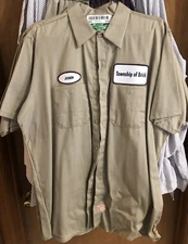 Amazing Red Kap L Short Sleeve Work Shirt w/  Township Of Brick & John Patches