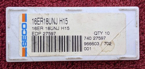 10 Stück neue SECO Carboloy 16ER18UNJ H15 Hartmetall Gewindeeinsätze EDP 27597 - Bild 2 von 2