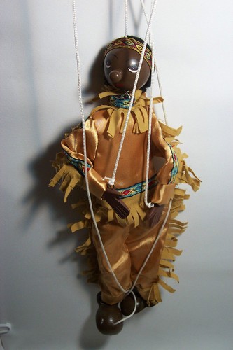MARIONETA MARIONETA NEGRO INDIO AMERICANO JUGUETE DE COLECCIÓN DÉCADA 1940 - Imagen 5 de 12