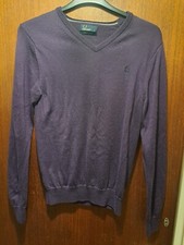 Fred Perry Mens Purple V Neck Jumper