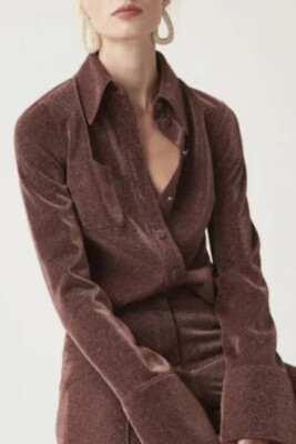 NEW H&M Studio Collection Glitter Red Brown Sexy gucci like Shirt US:XXS EUR:TTP
