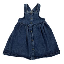 Chaps Toddlers Girls Dark Blue Denim Overall Dress Size 4