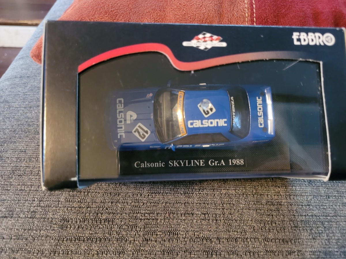 ミニカー 1/43 EBBRO Calsonic SKYLINE Gr.A 1988 Ebbro 1/43 Nissan Skyline Calsonic Gr.A 1988 #672 Blue. New in box
