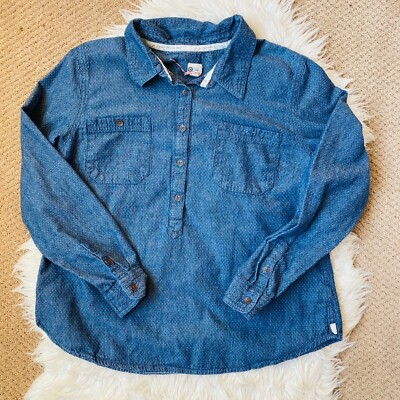 Toms Shirt Womens XL Blue Go Somewhere Long Sleeve Button