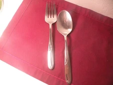 2 Serving Pieces Mikasa COCOA BLOSSOM Solid Serving Spoon & Fork Stainless B