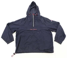 Rare Vintage TOMMY HILFIGER Spell Out Small Flag 1/2 Zip Pullover Jacket 90s M