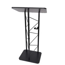 Returned! Metal & Wood Truss Podium 25"x16"x47" Church Pulpit Lectern Cup Holder