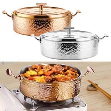 Hammered Copper Hot Pot Chafing Dish Induction Pans Cookware Sturdy Thick Soup