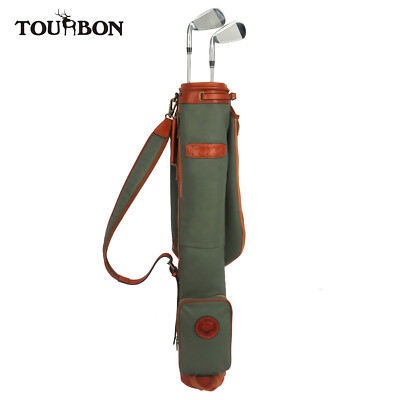 TOURBON Canvas Golf Bag Hold 7-9 Clubs Sunday Portable Carry Train