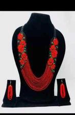 Handmade Necklace Seed Bead Boho American Style  Beaded Multi Strand