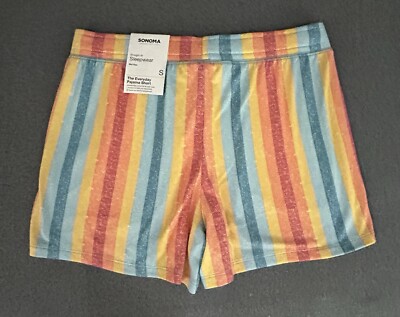Sonoma Womens Pajama Shorts S Small NWT Pockets Orange Blue Yellow