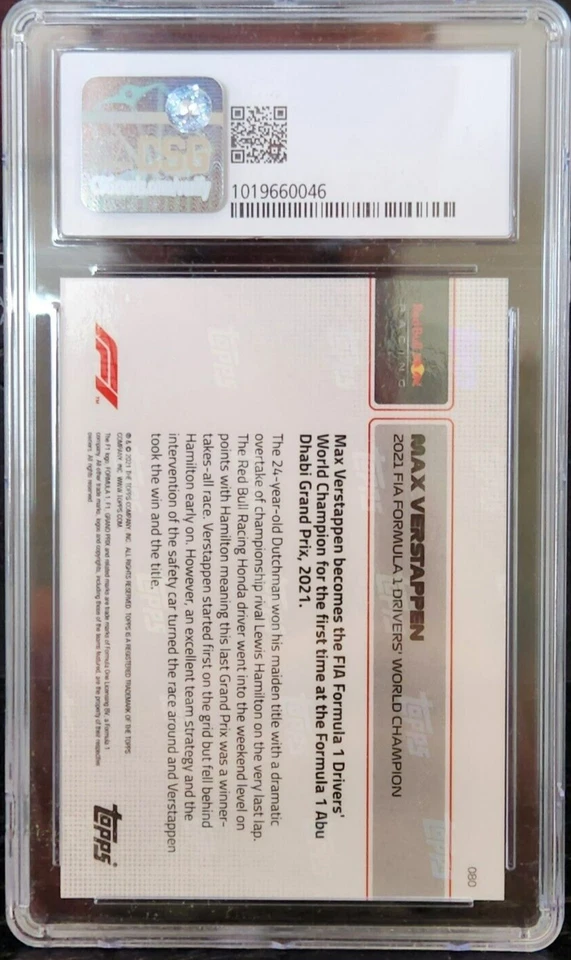 2021 Topps Now Formula 1 #80 Max Verstappen Champion Card CSG 10 - Image 2 of 2