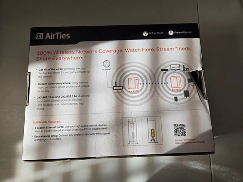 AirTies Dual 4920 PUNTO DE ACCESO MALLA INTELIGENTE 11ac Wi-Fi Doble Banda ¡NUEVO! PC Apple - Imagen 3 de 4
