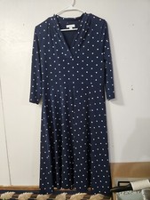 Charter Club Midi Dress Navy Blue With White Polka Dots Size Petite Medium