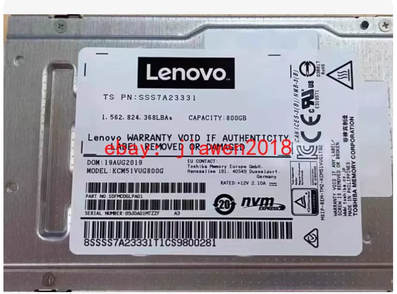 Lenovo Toshiba 800GB CM5 2.5" NVME PCIe U.2 Server SSD KCM51VUG800G - Image 3 of 3