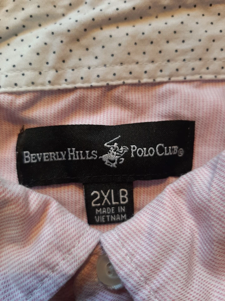 Camisa de manga corta rosa grande y alta Beverly Hills Polo Club para hombre adulto 2XL Foto 2 de 4