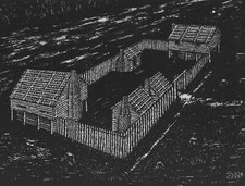C.1974 Fort Nashborough Nashville Tennessee by Alvin Green Block Print Card G1