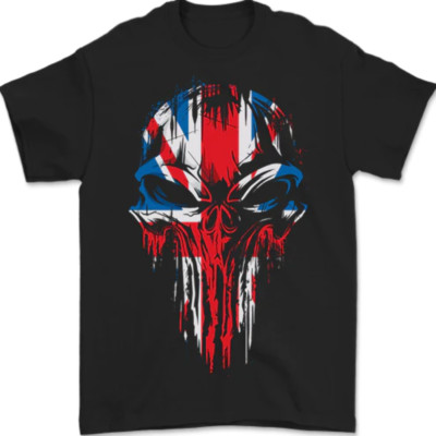 Union Jack Flag Skull Gym MMA Biker Britain Herren Maglietta 100% Baumwolle