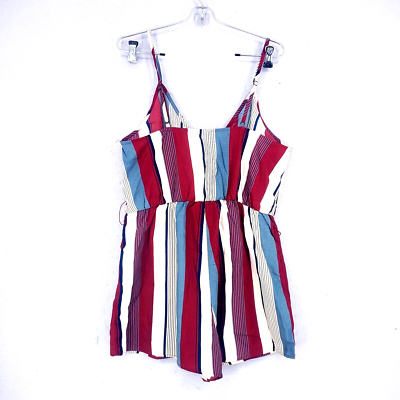 SweatyRocks Blue Red Burgundy Stripe Jumper Dress Outfit Lg NWT