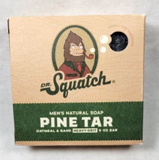 Dr. Squatch Pine Tar Bar Soap Heavy Grit 5 Oz Oatmeal & Sand Natural USA NEW