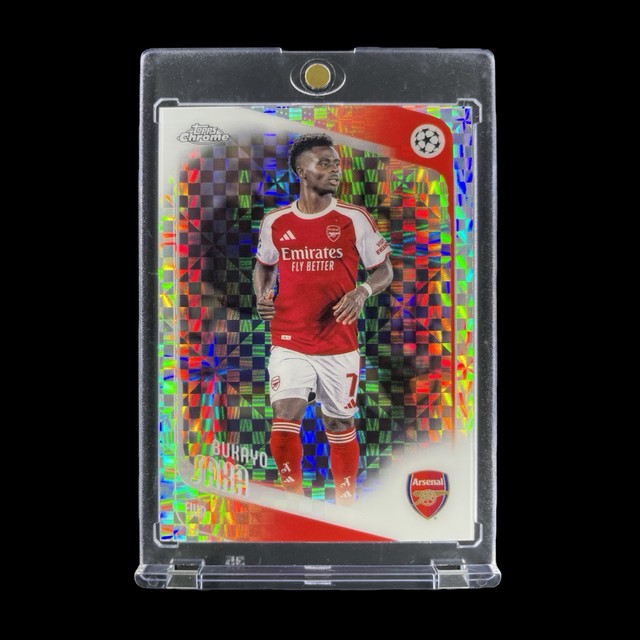 Bukayo Saka Checkerboard Refractor Holo Card 2025-26 Topps Chrome - Arsenal